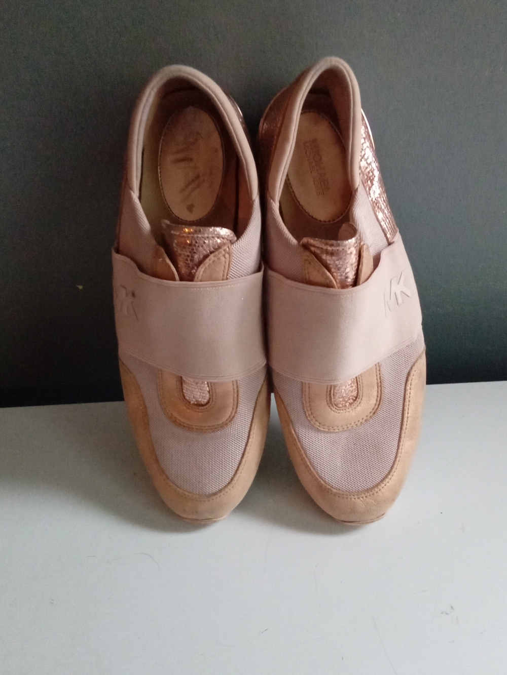 Michael Kors Women's Slip-On Sneakers in Blush and Rose Gold Accents